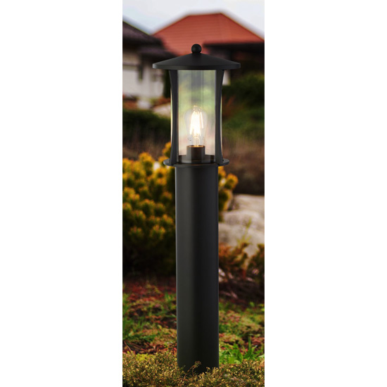 Read more about Pagoda outdoor post light in black with clear glass