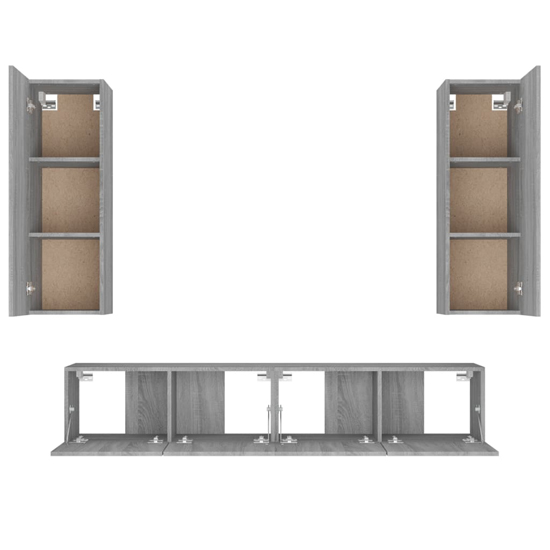 Paidi Wooden Living Room Furniture Set In Grey Sonoma Oak