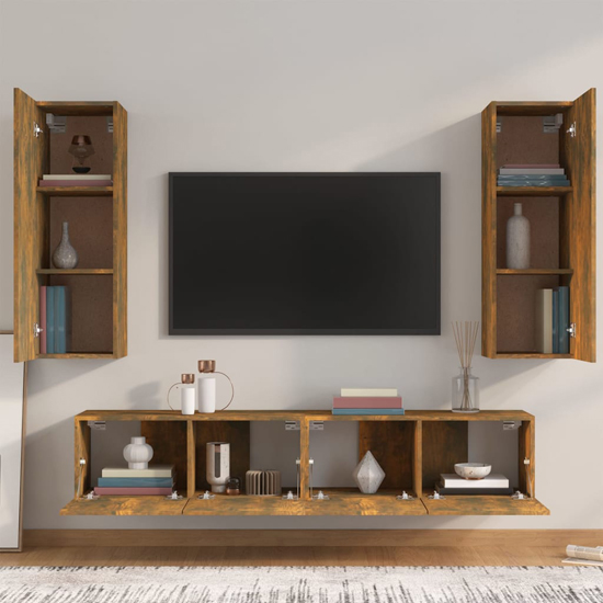 Paidi Wooden Living Room Furniture Set In Smoked Oak