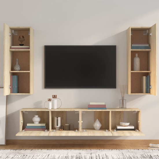 Paidi Wooden Living Room Furniture Set In Sonoma Oak