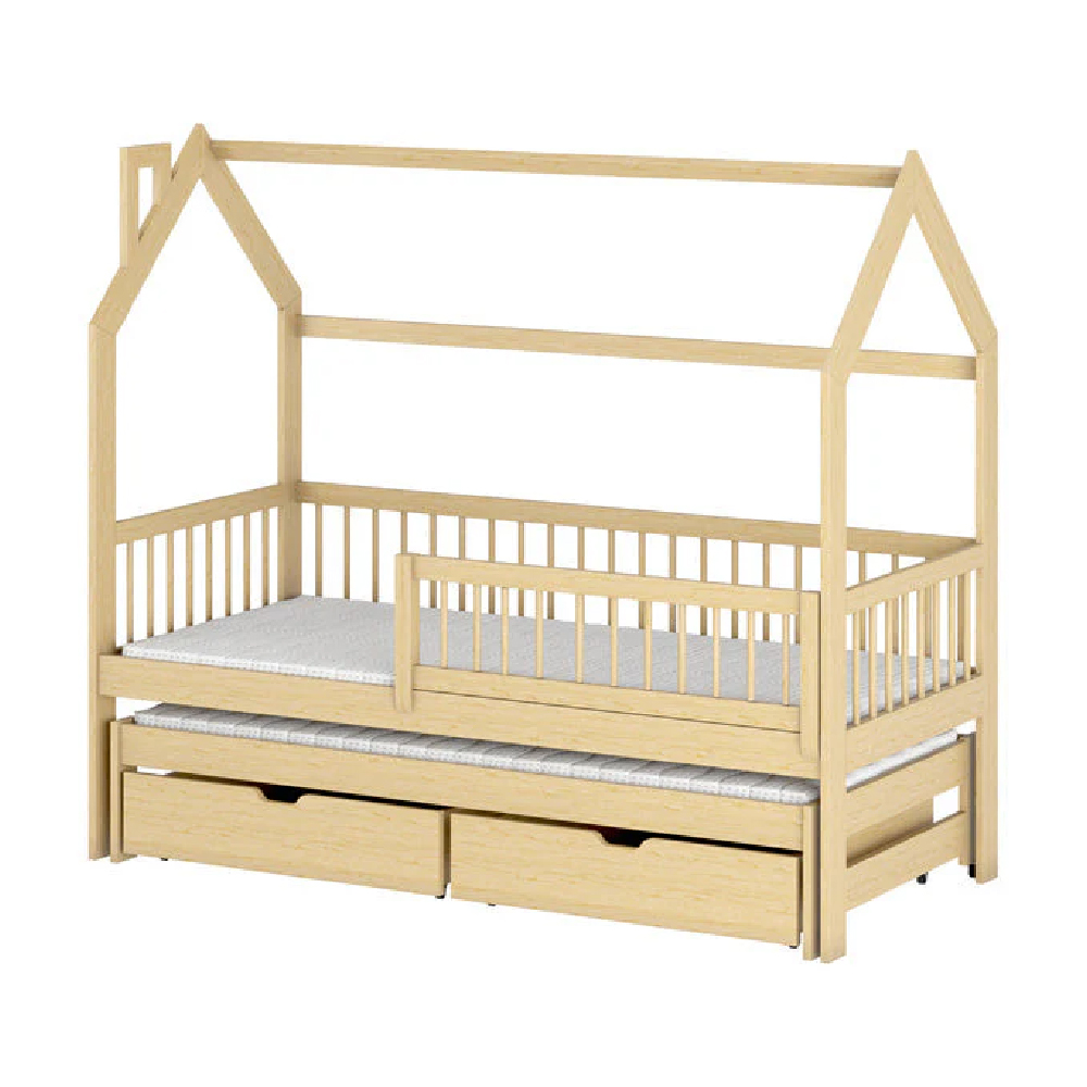 Paige Wooden Day Bed With Foam Mattress And Trundle In Pine
