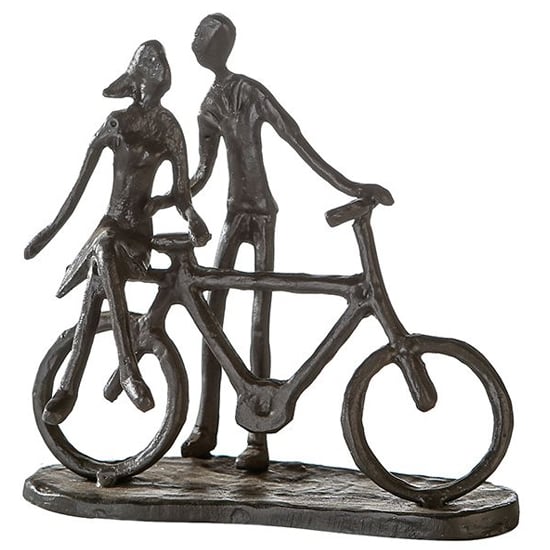 Read more about Pair on bike iron design sculpture in burnished bronze