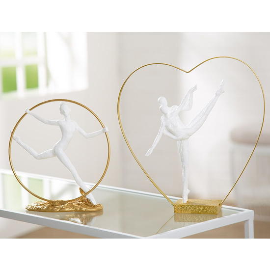 Pala Polyresin Figure Fancy Couple Sculpture In White And Gold
