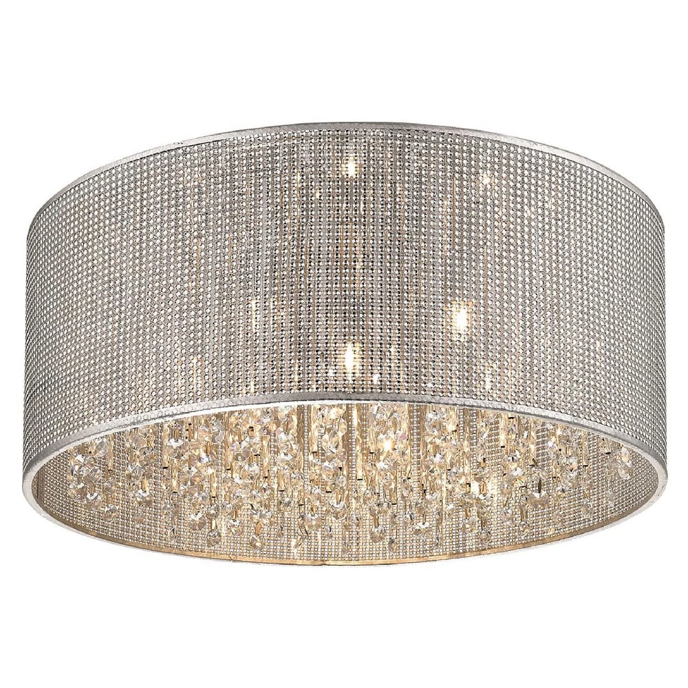 Read more about Palace 7 light crystal droplet flush light in chrome sliver