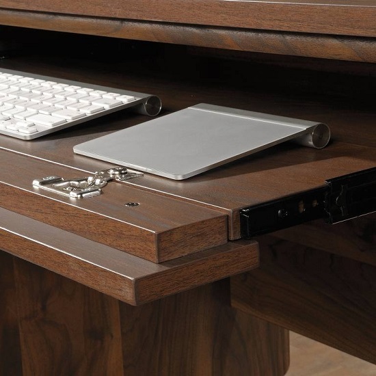 Palais Wooden Computer Desk In Walnut With 6 Drawers