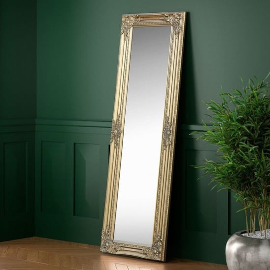 Read more about Padilla dressing mirror in golden wooden frame