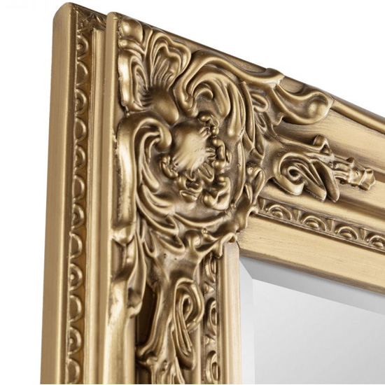 Padilla Lean-to Dress Mirror In Golden Wooden Frame