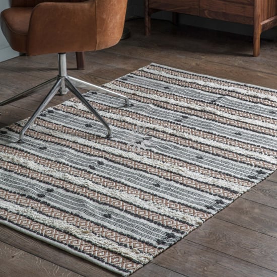 Read more about Palau large rectangular fabric rug in black and cream