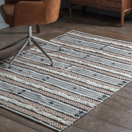 Read more about Palau small rectangular fabric rug in black and cream