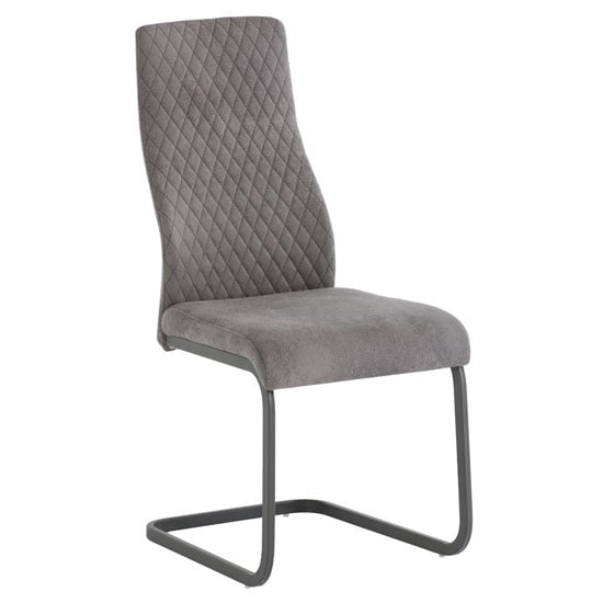 Palmen Fabric Dining Chair In Light Grey