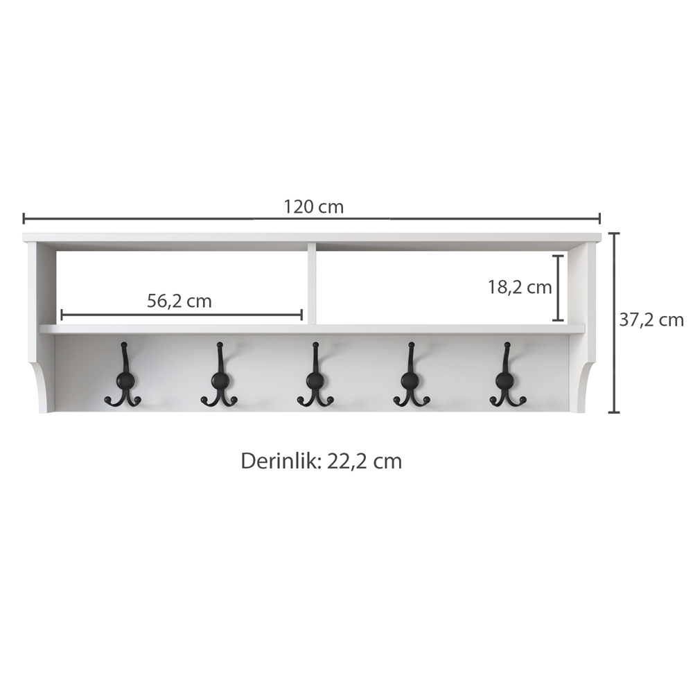 Palero Rectangular Wooden Coat Rack in White and Walnut
