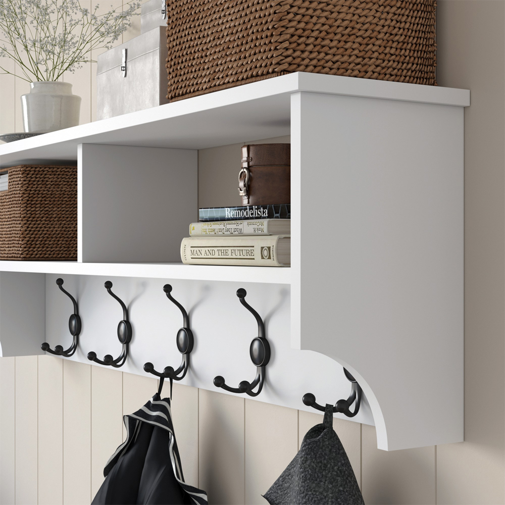 Palero Rectangular Wooden Coat Rack in White