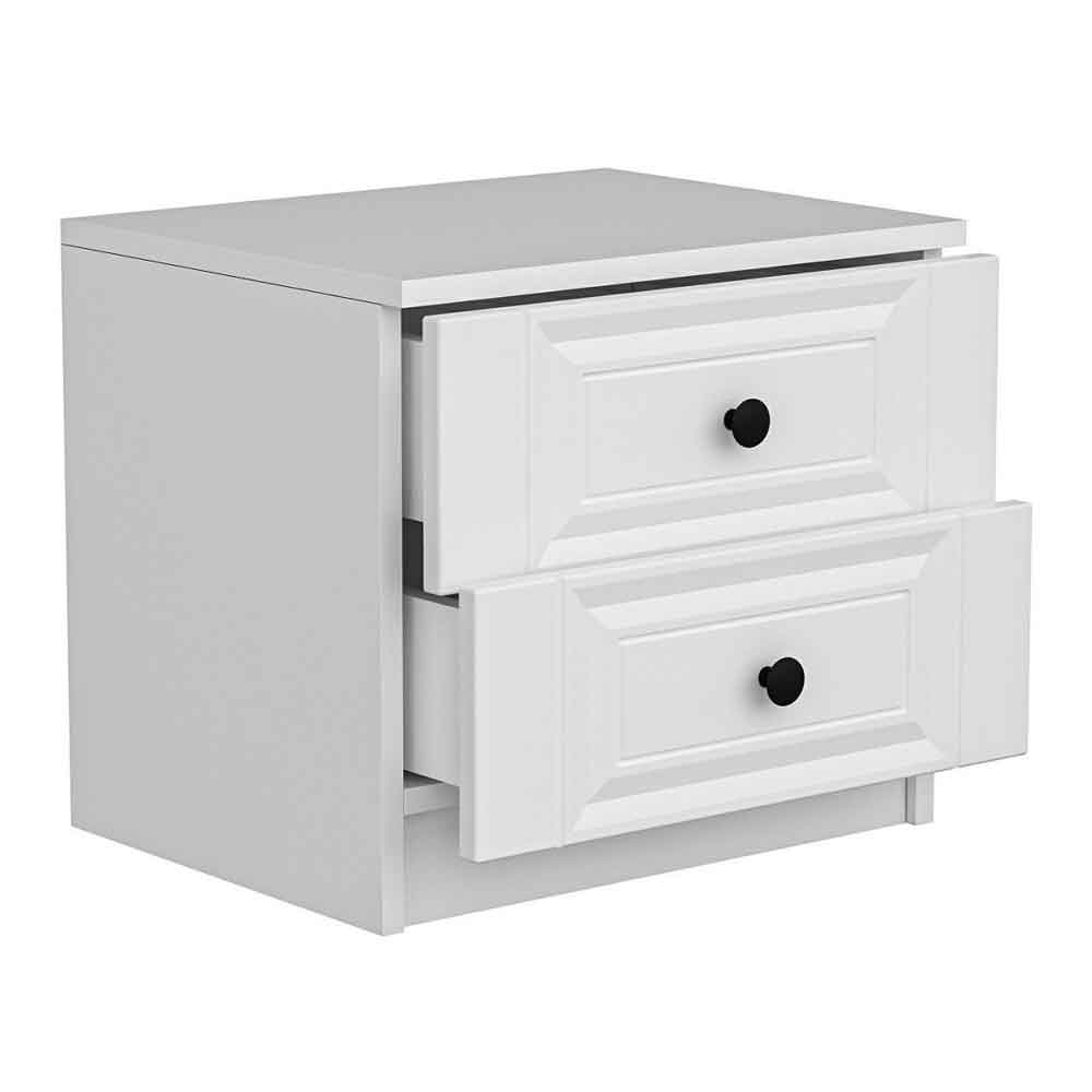 Palero Wooden Bedside Cabinet With 2 Drawers in White