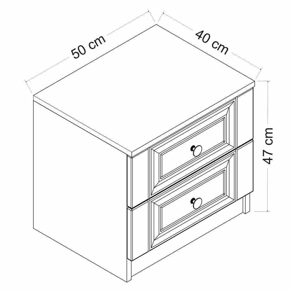 Palero Wooden Bedside Cabinet With 2 Drawers in White
