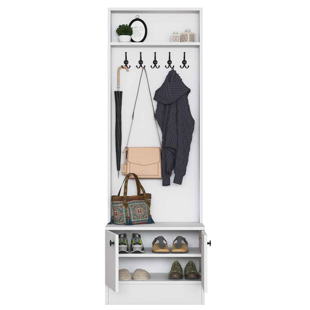 Palero Wooden Hallway Coat Stand with 2 Doors in White