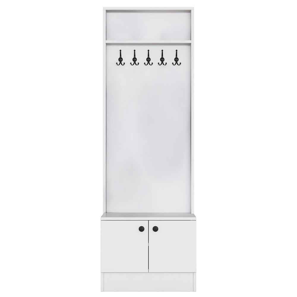 Palero Wooden Hallway Coat Stand with 2 Doors in White