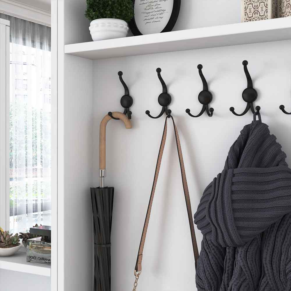Palero Wooden Hallway Furniture with Coat Rack and Mirror in White