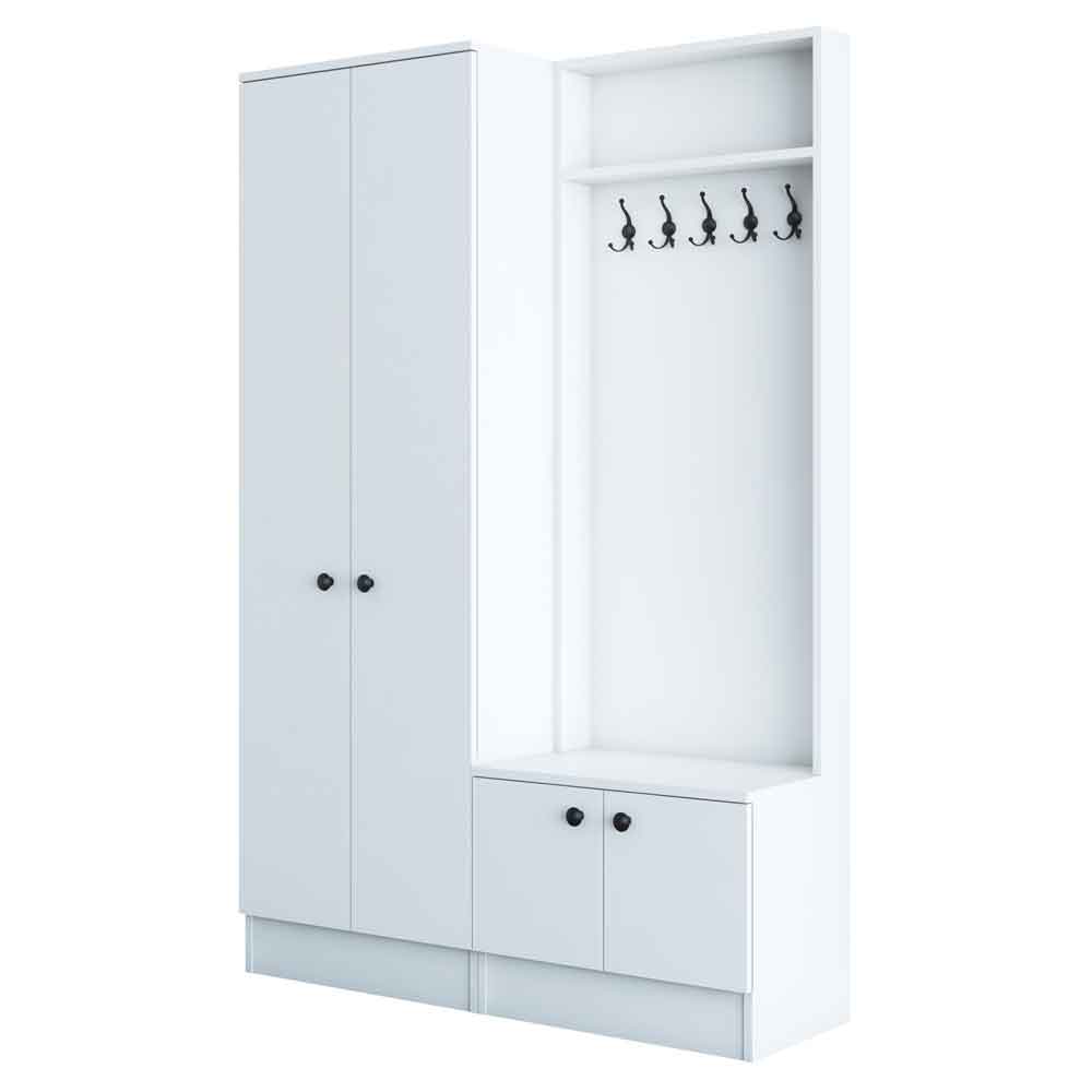 Palero Wooden Hallway Furniture with Coat Rack in White