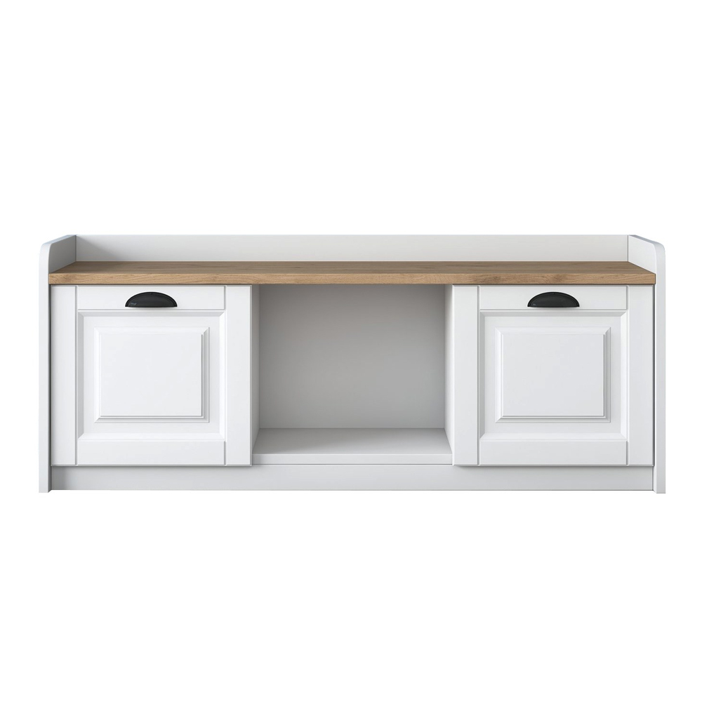 Palero Wooden Shoe Storage Cabinet with Bench in White and Walnut