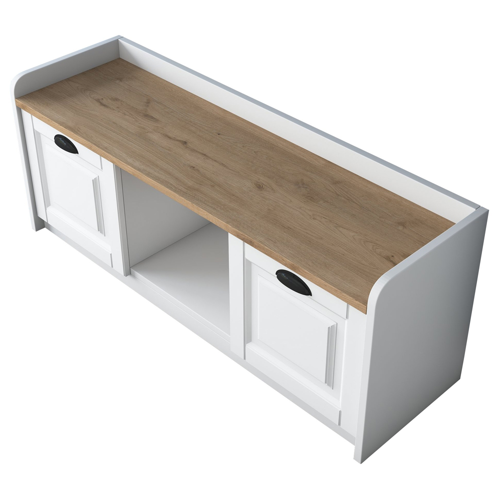Palero Wooden Shoe Storage Cabinet with Bench in White and Walnut