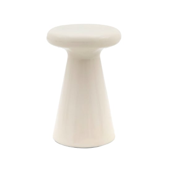 Palikir High Gloss Side Table Round In Cream