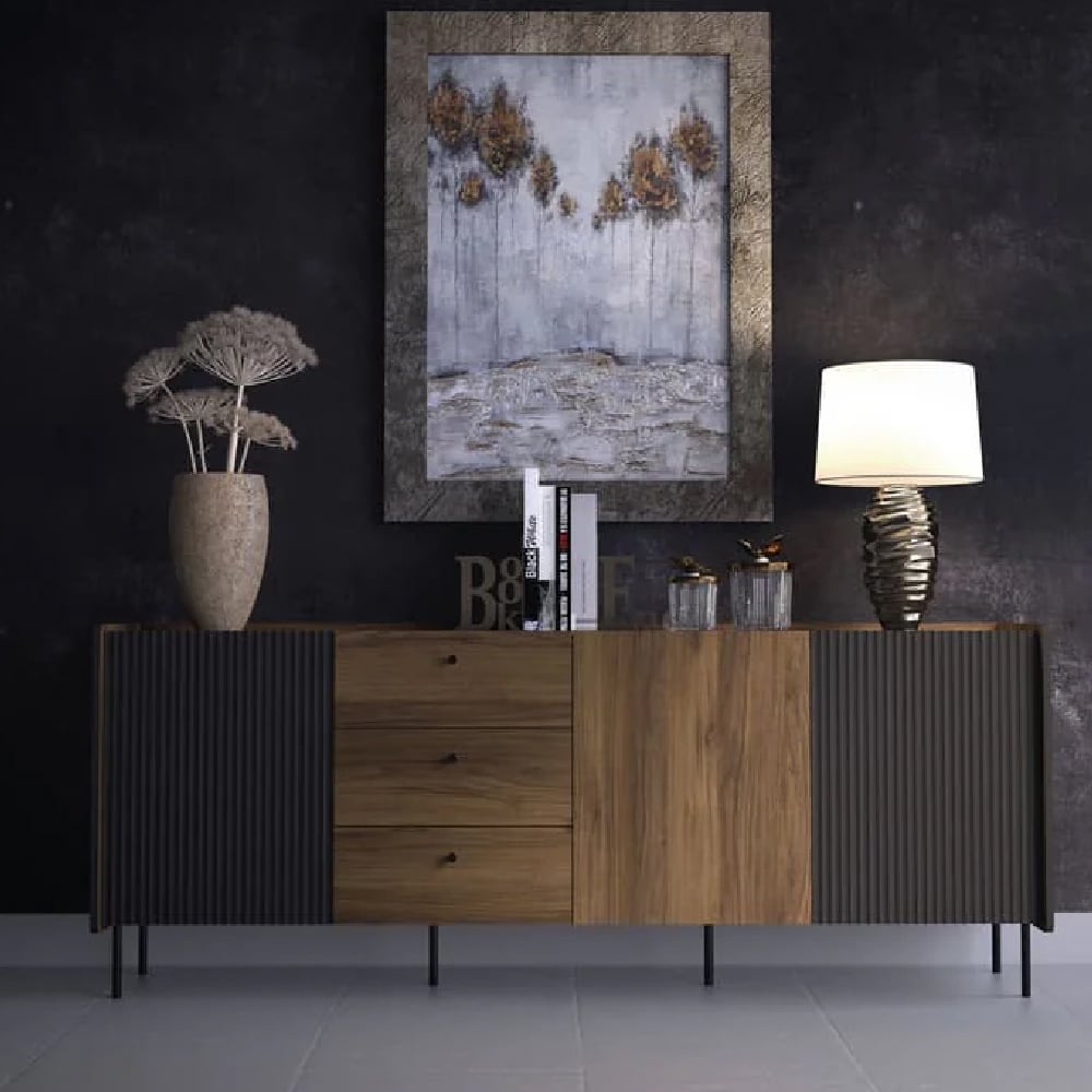 Read more about Palisade wooden tv stand with 3 doors in oak walnut