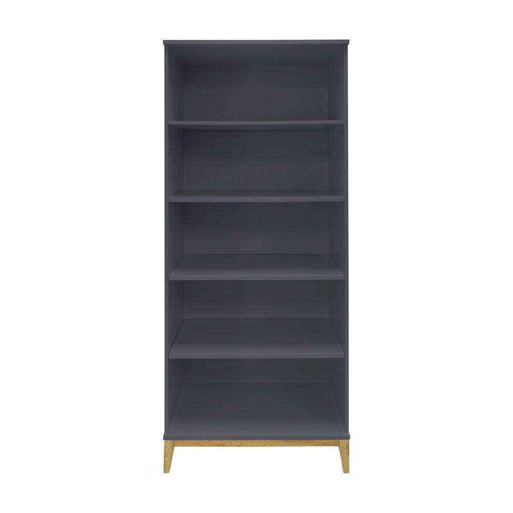 Palladium Wooden Bookcase with 4 Shelves in Grey and Wotan Oak