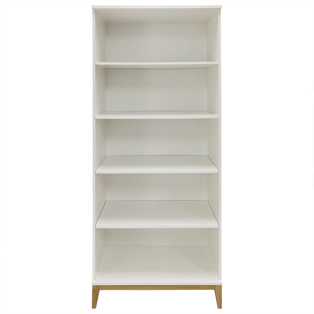 Palladium Wooden Bookcase with 4 Shelves in White and Wotan Oak