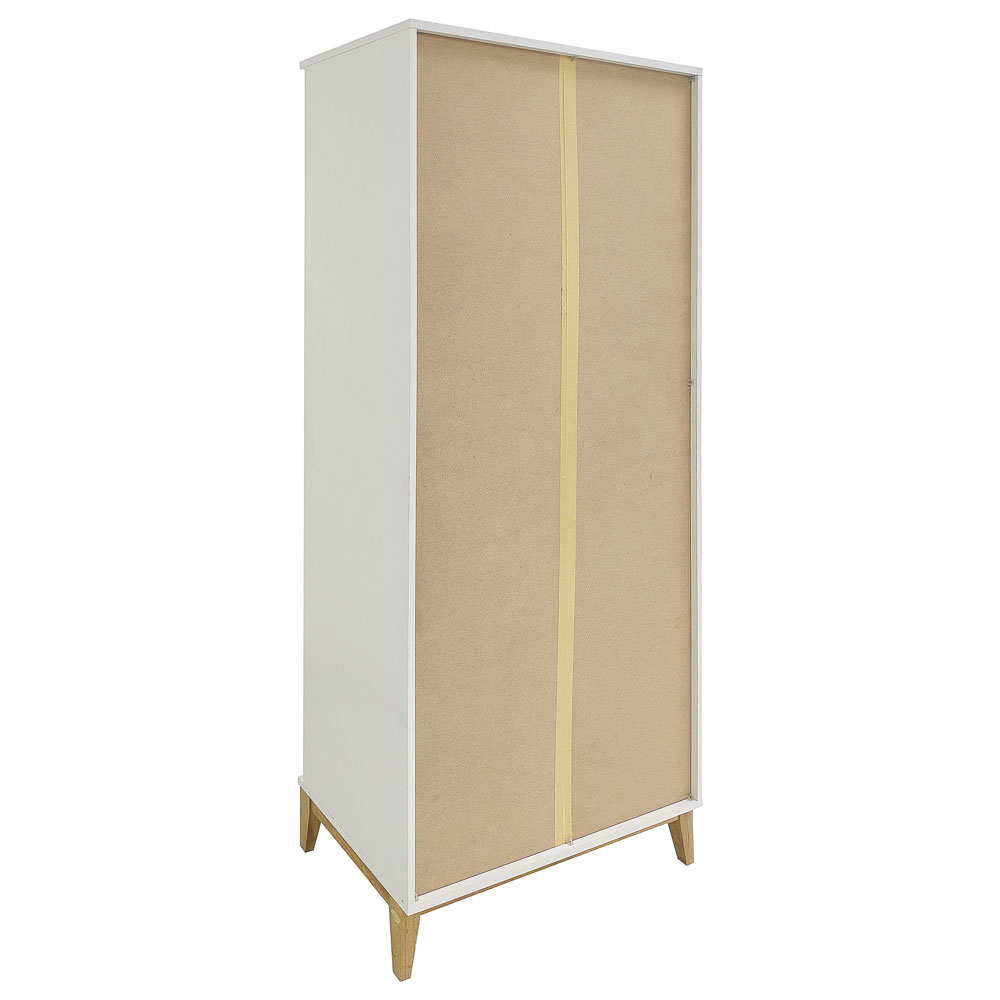 Palladium Wooden Bookcase with 4 Shelves in White and Wotan Oak