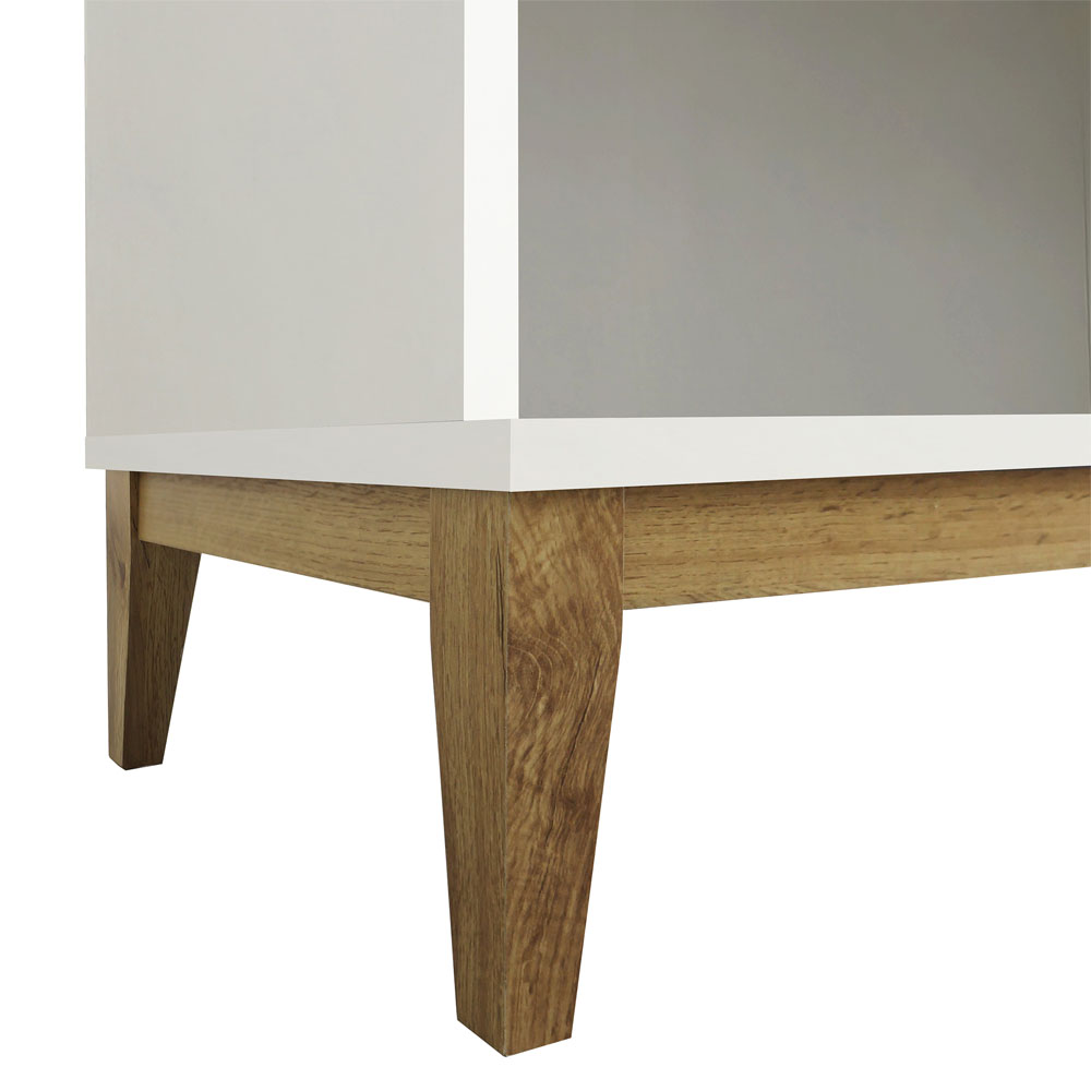 Palladium Wooden Bookcase with 4 Shelves in White and Wotan Oak