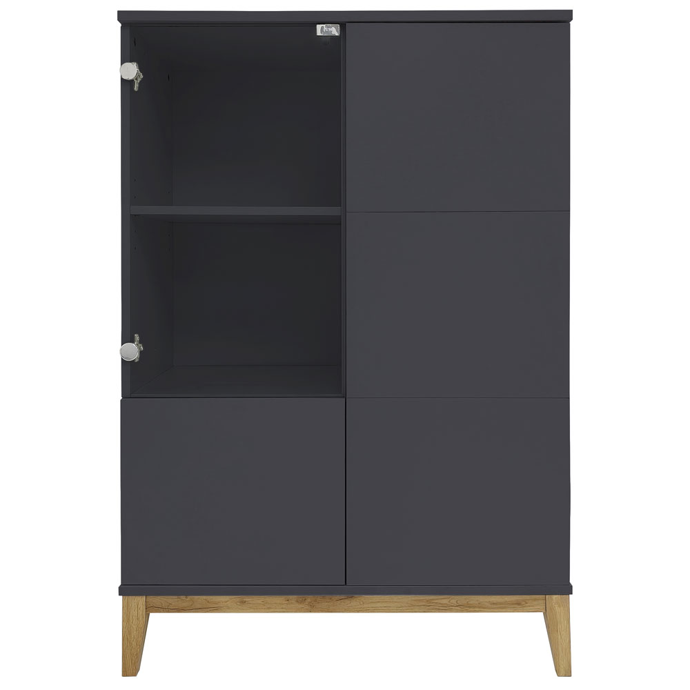 Palladium Wooden Highboard with 2 Doors in Grey and Wotan Oak