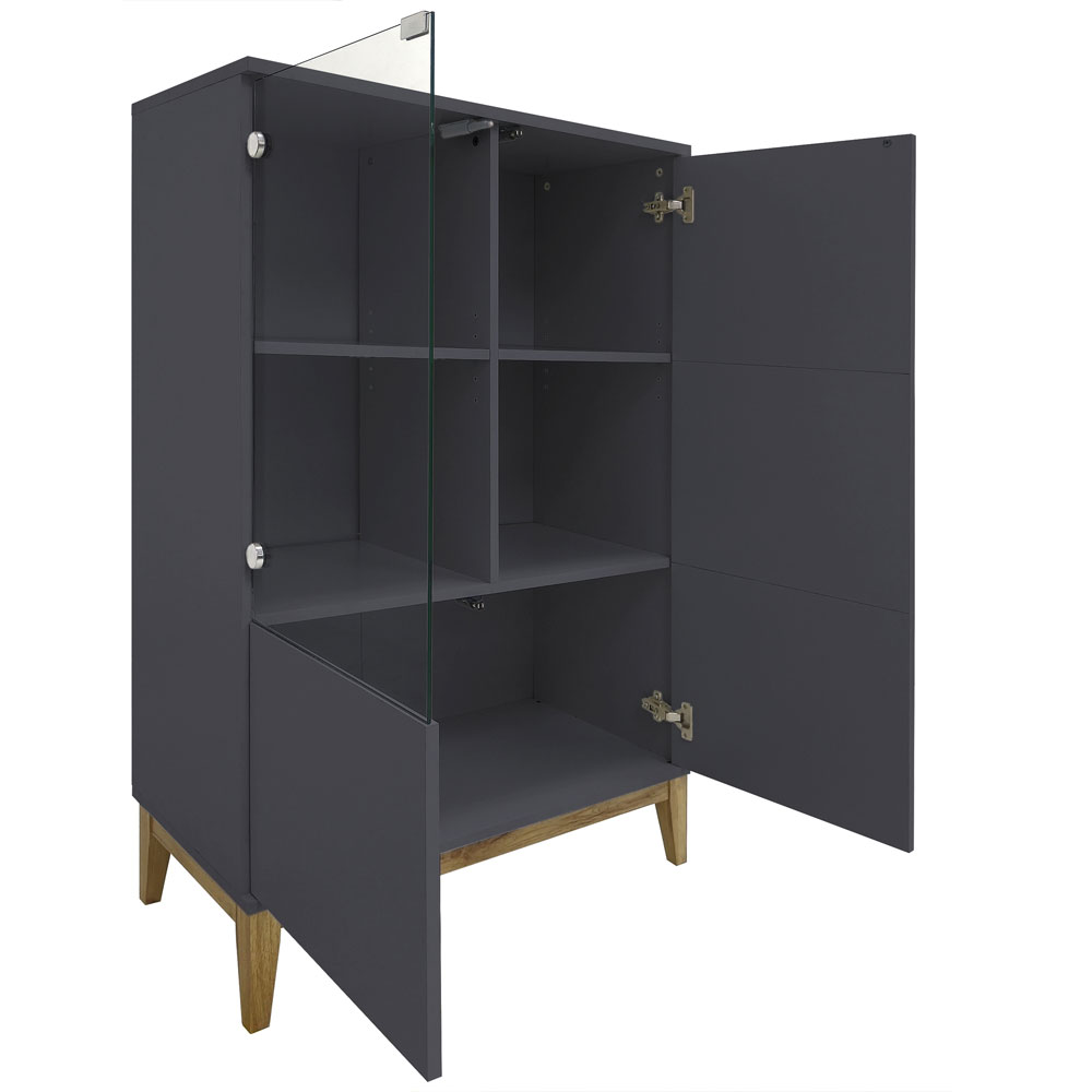 Palladium Wooden Highboard with 2 Doors in Grey and Wotan Oak