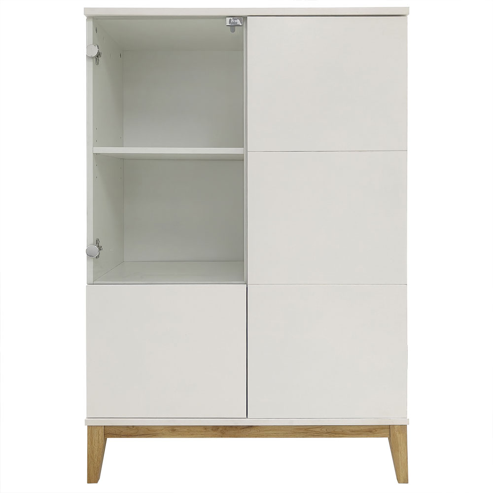 Palladium Wooden Highboard with 2 Doors in White and Wotan Oak