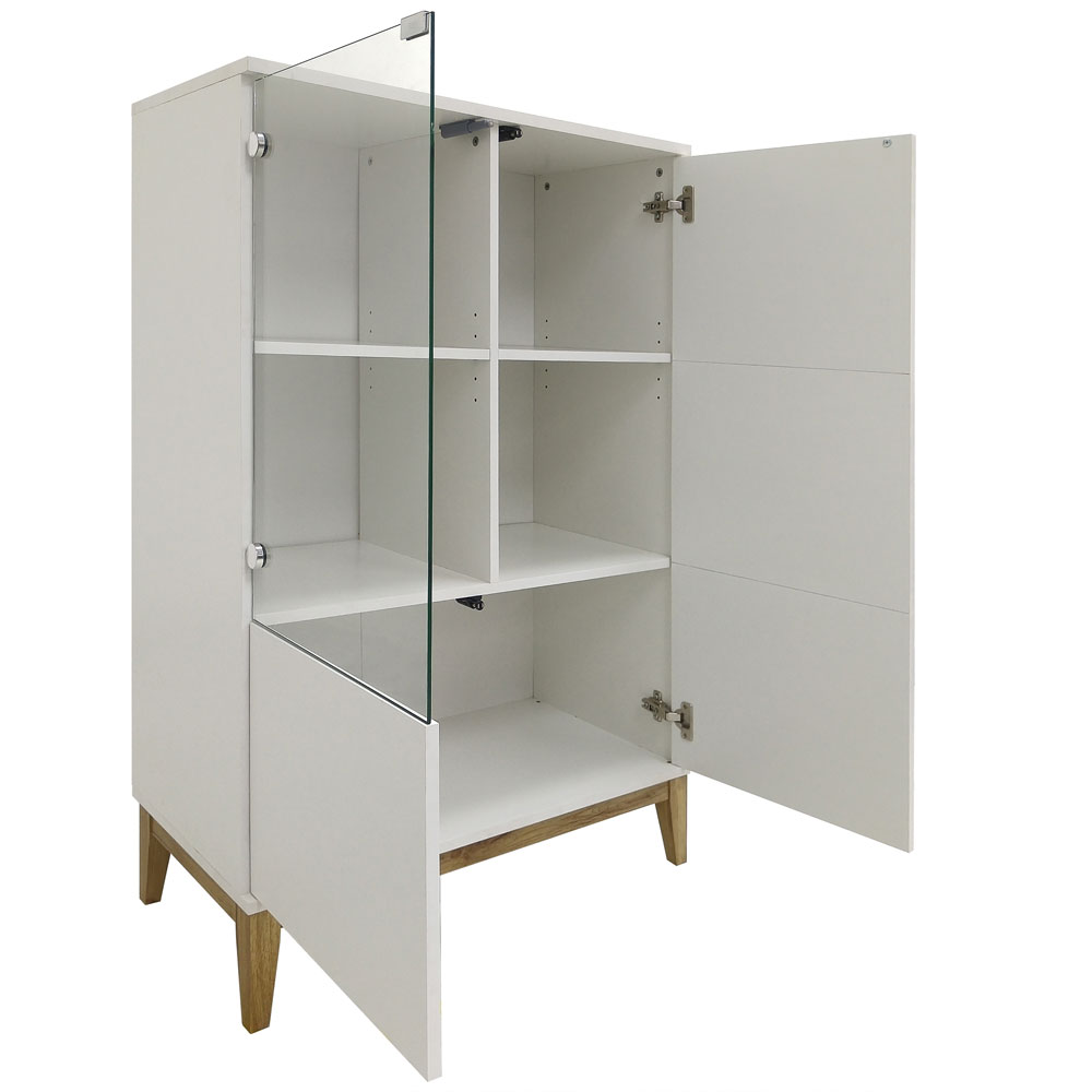 Palladium Wooden Highboard with 2 Doors in White and Wotan Oak