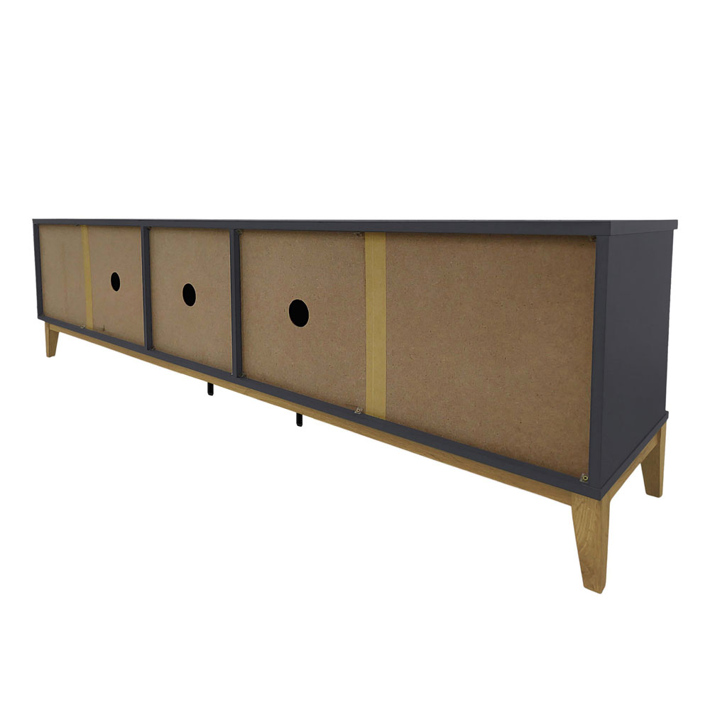 Palladium Wooden TV Stand with 5 Doors in Grey and Wotan Oak