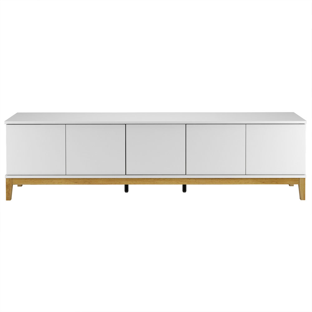 Palladium Wooden TV Stand with 5 Doors in White and Wotan Oak