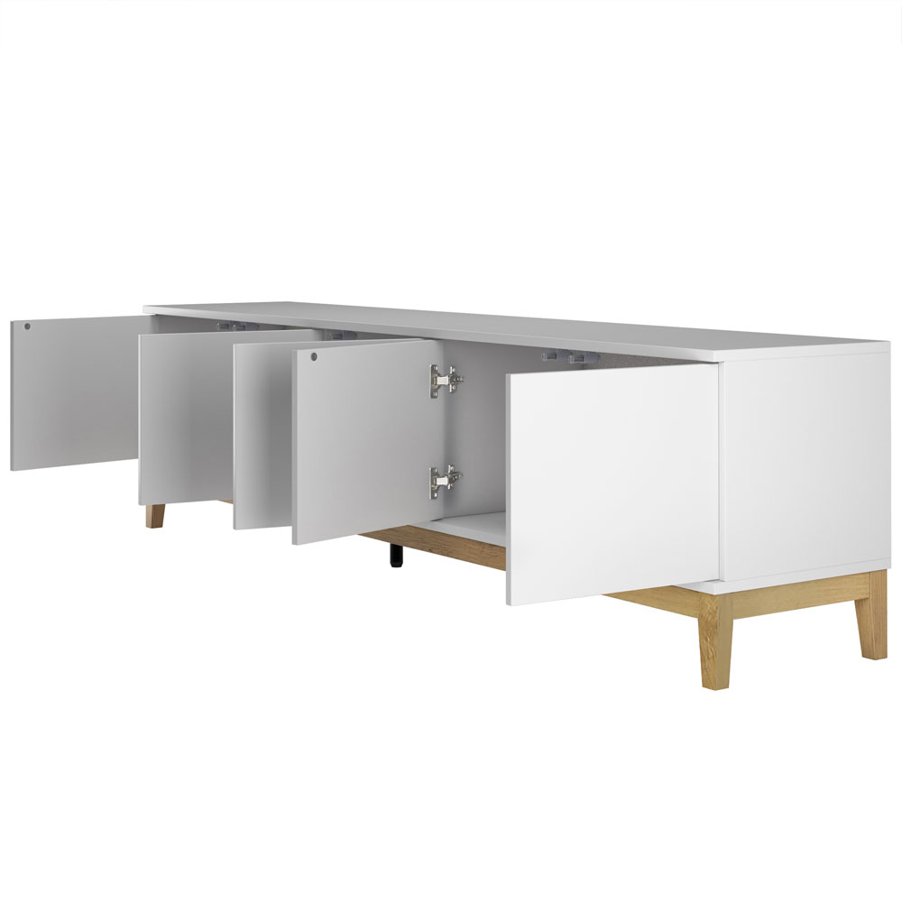 Palladium Wooden TV Stand with 5 Doors in White and Wotan Oak