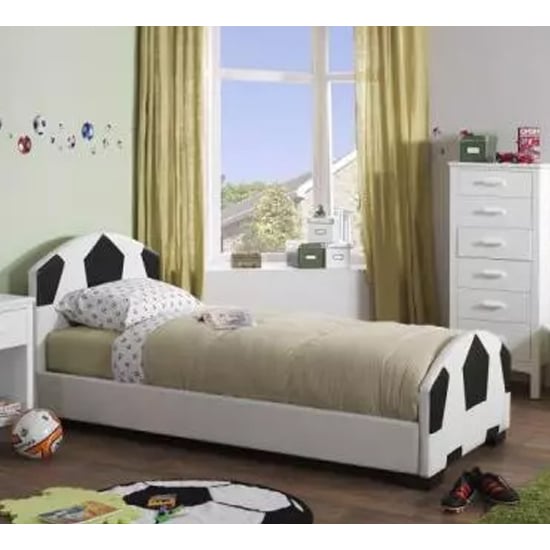 Read more about Pallone wooden single bed in black and white
