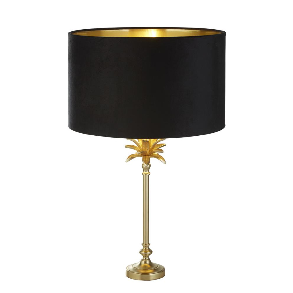 Read more about Palm black velvet shade table lamp in satin brass