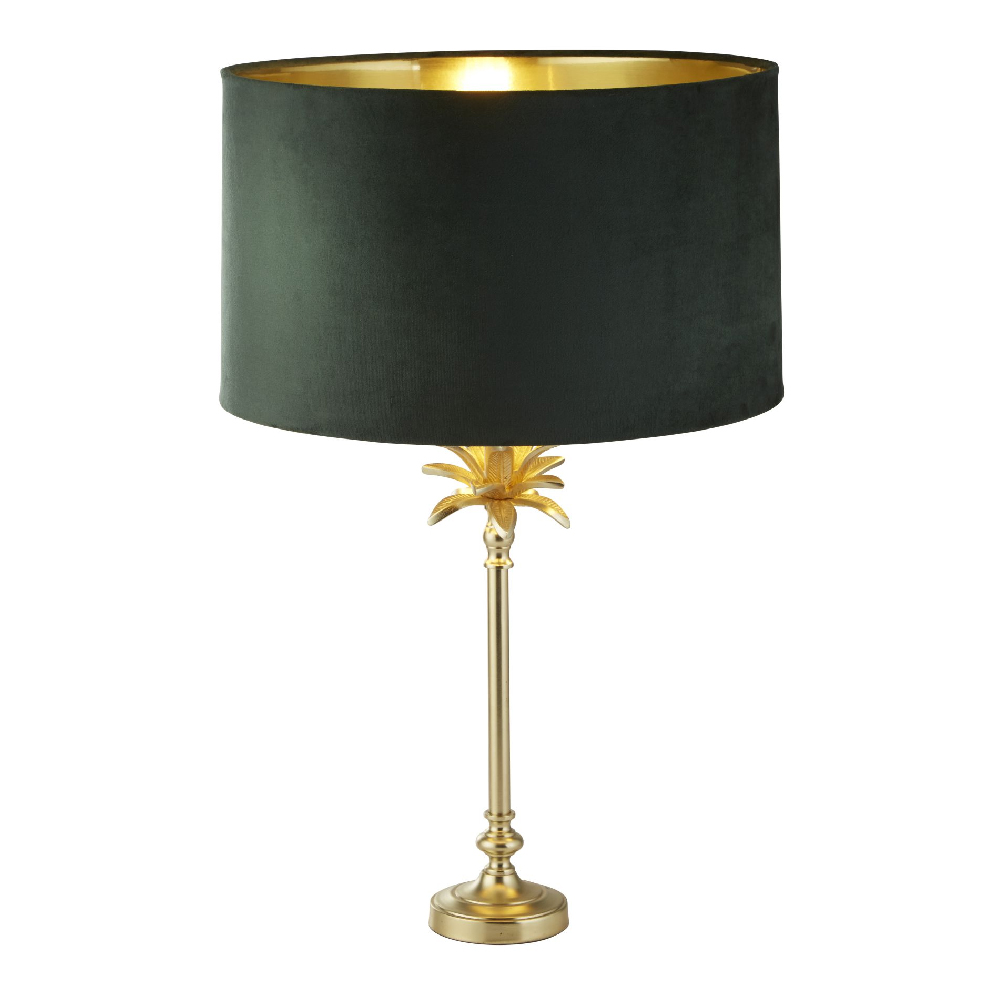 Read more about Palm green velvet shade table lamp in satin brass
