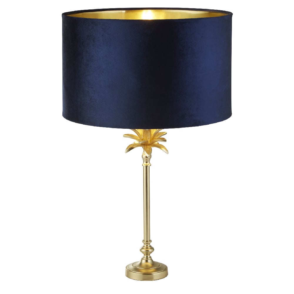 Read more about Palm navy velvet shade table lamp in satin brass