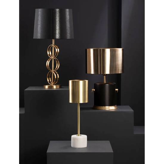 Palma Gold Metal Table Lamp With White Marble Base