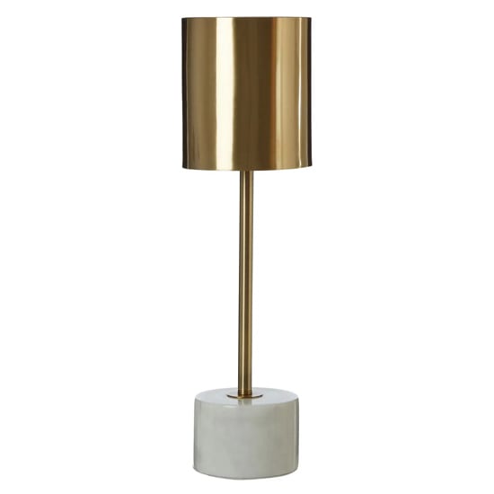 Product photograph of Palma Gold Metal Table Lamp With White Marble Base from Furniture in Fashion