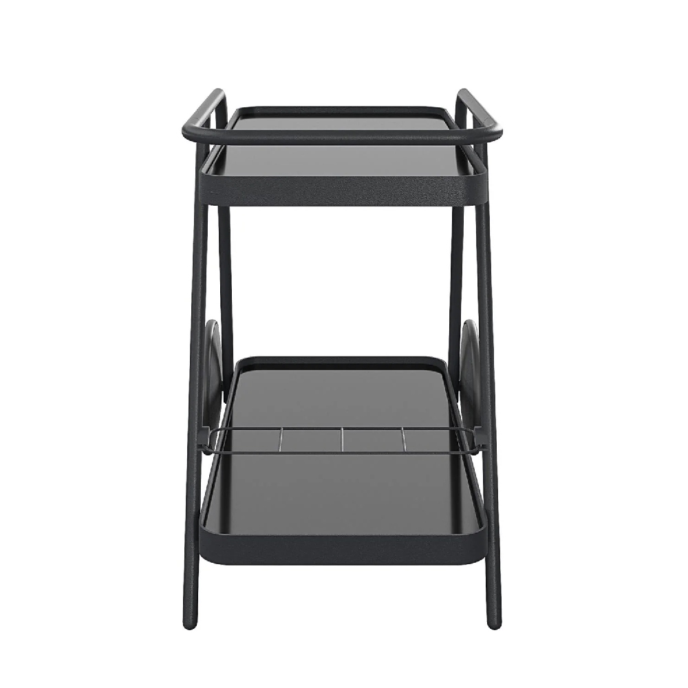 Palmer Black Glass Drinks Serving Trolley In Charcoal