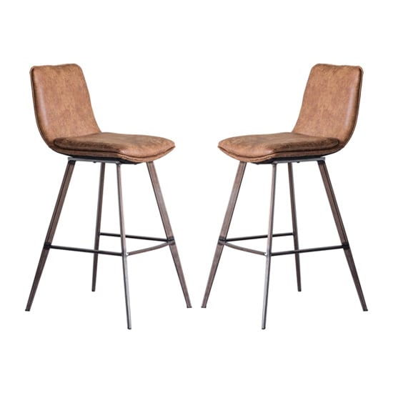 View Palmer brown faux leather bar stools in pair