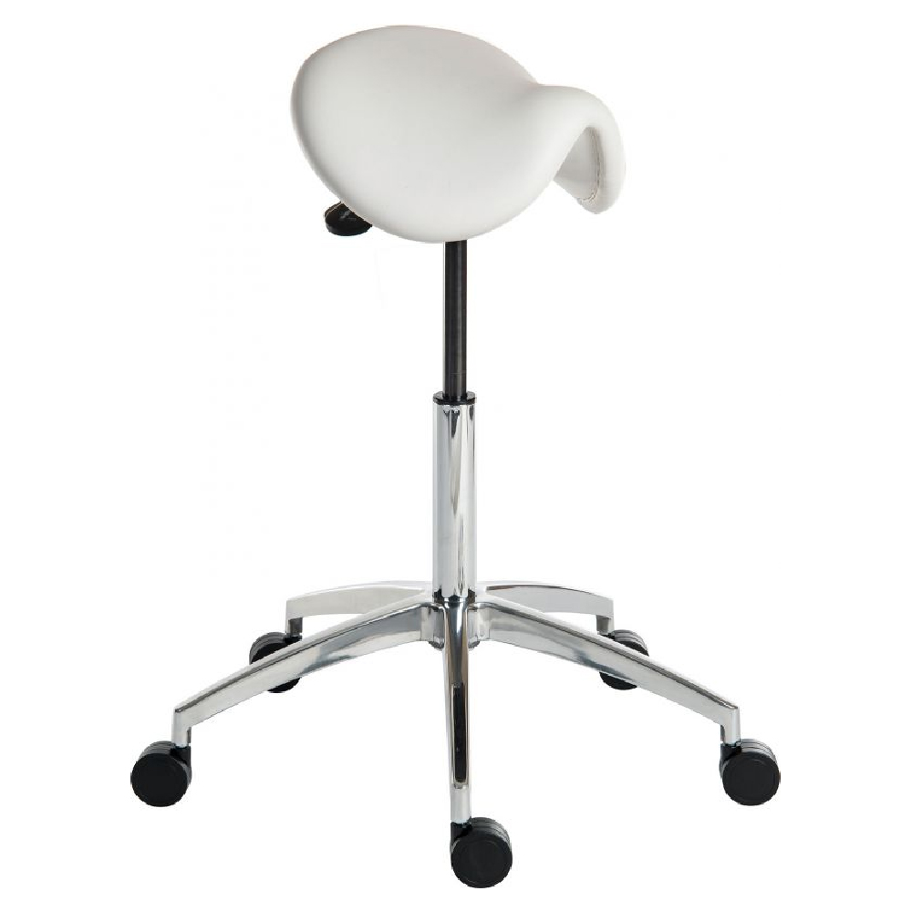 Palmer PU Leather Office Stool With Chrome Base In White thumbnail