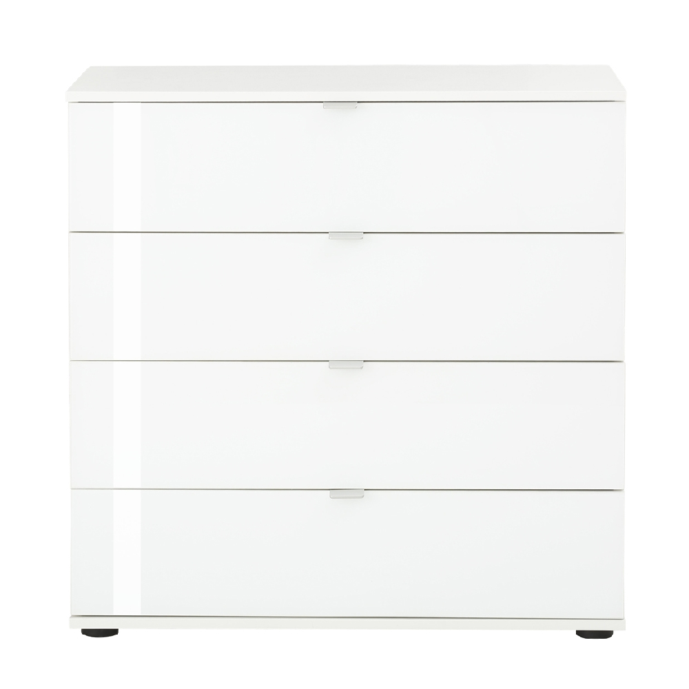 Palmer Wooden Chest Of 4 Drawers With Glass Fronts In Matt White