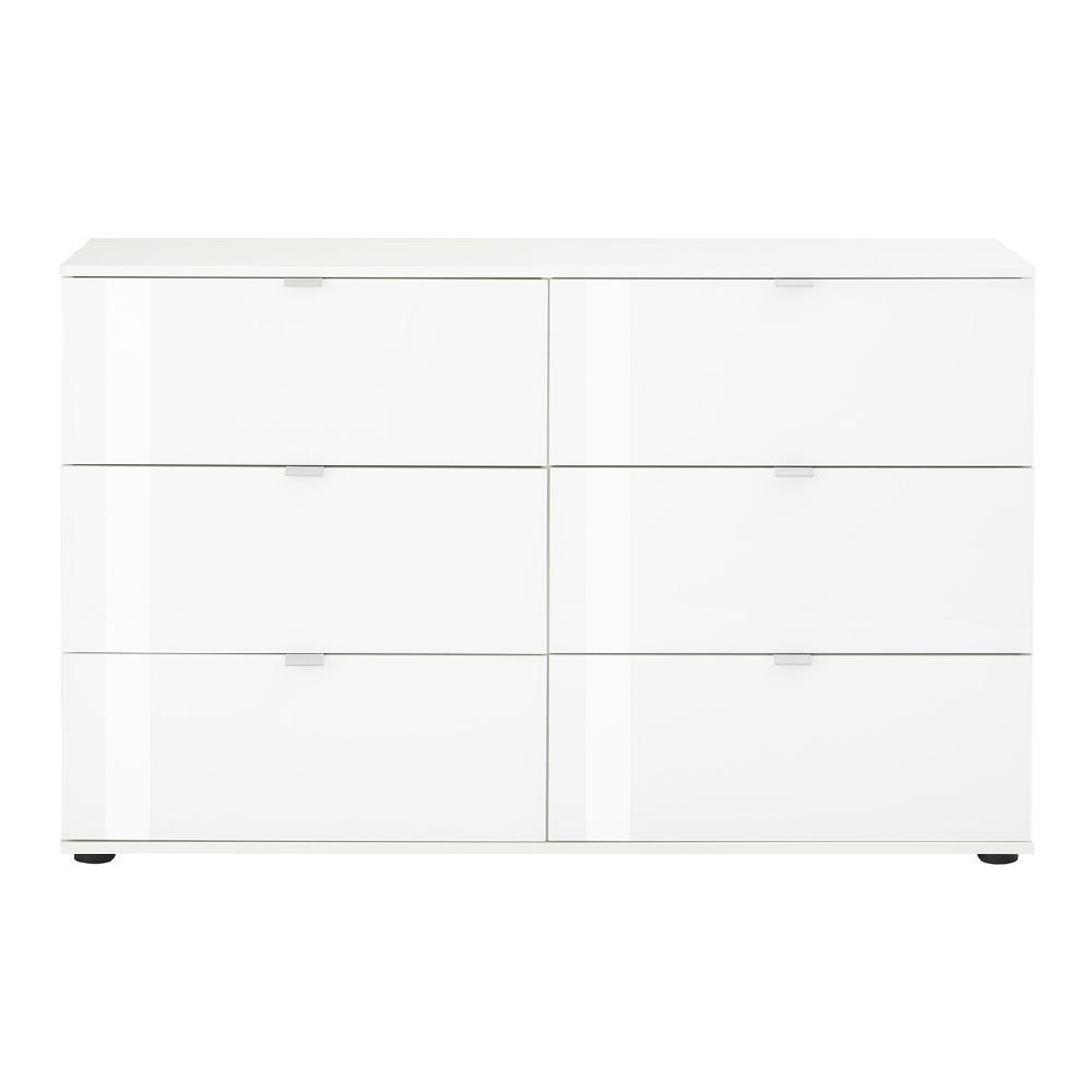 Palmer Wooden Chest Of 6 Drawers With Glass Fronts In Matt White