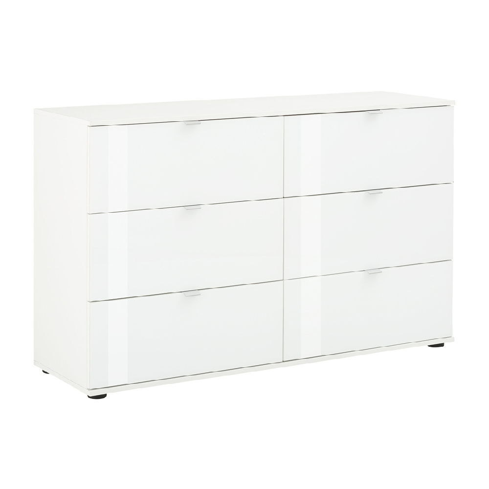 Palmer Wooden Chest Of 6 Drawers With Glass Fronts In Matt White