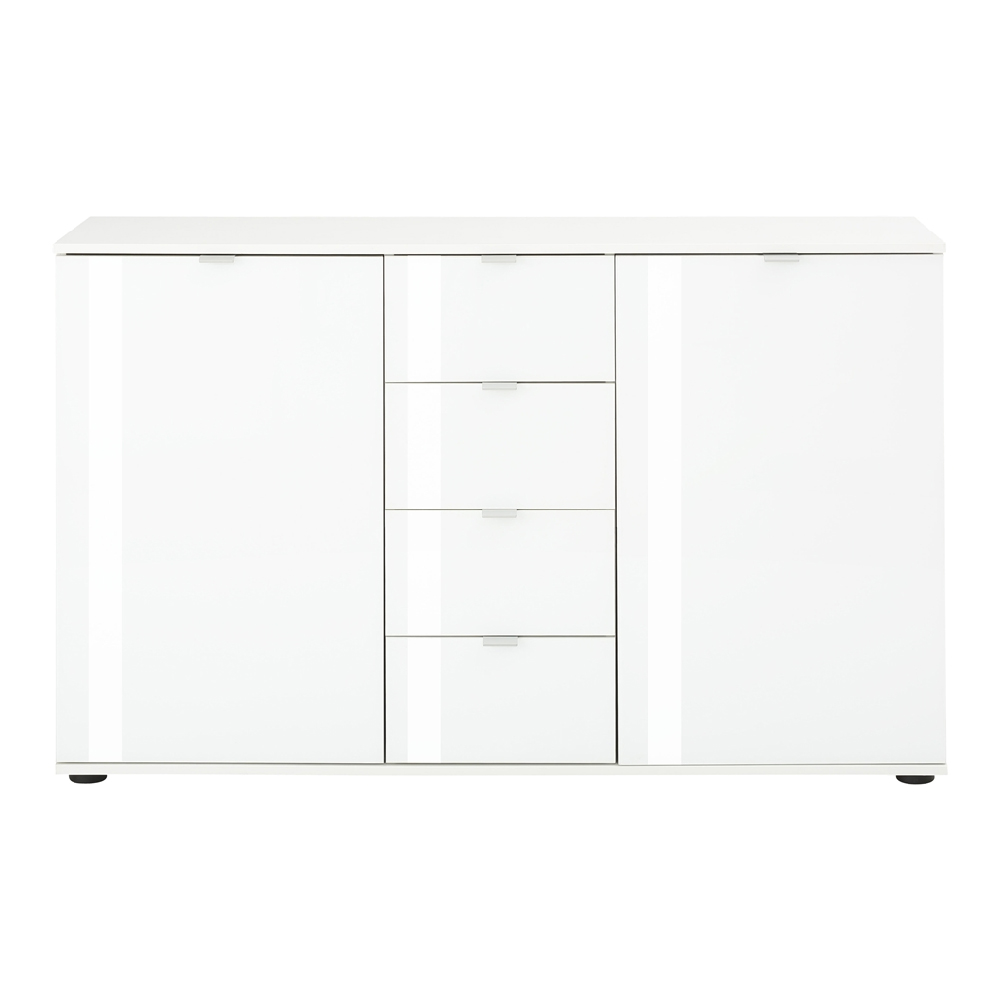 Palmer Wooden Sideboard With White Gloss Fronts In Matt White